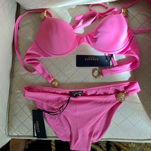 New Versace Beachwear Medusa Swimming Bathing Suit Set Swimwear Hot Barbie Pink